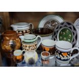 A GROUP OF MOCHAWARE POTTERY, comprising a selection of vintage ceramics in earthy tones,