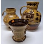 HARRY JUNIPER FOR BIDEFORD POTTERY: A SGRAFFITO 'GOLDEN HINDE' JUG, depicting the ship under sail,