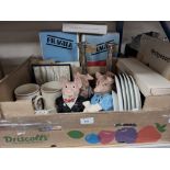 A BOX AND LOOSE CERAMICS AND METALWARE, to include a boxed Wedgwood Peter Rabbit nurseryware set,