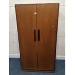 A G PLAN FRESCO MID-CENTURY TEAK DOUBLE DOOR WARDROBE, with two drawers and an arrangement of
