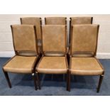 A SET OF SIX G PLAN MID-CENTURY TEAK DINING CHAIRS, with tanned leather upholstery Qty: 6