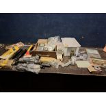 TWO TRAYS CONTAINING VINTAGE BRITISH MOTORBIKE PARTS including a new old stock pair of Girling
