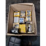 A TRAY CONTAINING OLD STOCK AND MOSTLY BOX VINTAGE BRITISH MOTORCYCLE PISTONS, mostly by Hepolite,