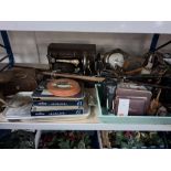 TWO BOXES AND LOOSE OF VINTAGE HOUSEHOLD ITEMS to include a box containing a silver plated cigareete