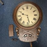 A DROP DIAL WALL CLOCK, an enamel dial with Roman numeral hour markers, '14724' to the dial, dial