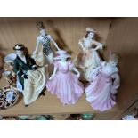 FIVE FINE BONE CHINA LADY FIGURINES BY ROYAL WORCESTER, comprising 'Grace' Premiere Figurine 1999,