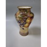 ROYAL WORCESTER HAND-PAINTED FRUIT PORCELAIN VASE SIGNED BY RICKY SIBLEY-LEWIS, a fine bone china
