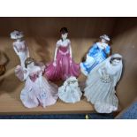 A GROUP OF SIX PORCELAIN LADY FIGURES FROM DIFFERENT MAKERS comprising three from Coalport; '