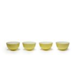 To be sold without reserve  A set of four Chinese yellow-glazed wine cups  20th century, apocry...