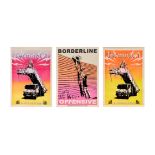 Banksy,  British b.1974-  Terminal 1 (purple); Terminal 1 (orange); Borderline Offensive, 2024; ...