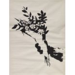 Banksy,  British b.1974-  GDP Flower Thrower, 2019,  monochrome screenprint on thin paper,  iss...