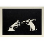 Banksy,  British b.1974-  HMV, 2003;  screenprint on cream wove, numbered 399/600 in pencil, st...