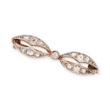 An Edwardian diamond brooch, designed as a bow set with rose-cut diamonds in platinum backed with...