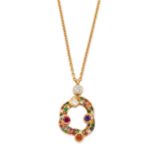 Fabergé. A modern diamond and gem-set pendant, 'Rococo', the openwork scrolling pendant set with ...
