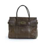 Mulberry. Classic Bayswater shoulder bag, of moss green cow leather exterior and suede interior,...
