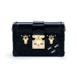 Louis Vuitton.  Petite Malle crossbody bag, of noir epi leather with front magnetic snap and S-l...