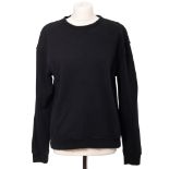 Louis Vuitton.  A black hoodie, of traditional rounded collar design, with a 'Louis Vuitton Stap...