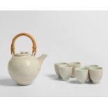 David Leach (1911-2005)  Tea Set, circa 1980  Porcelain with pale crackle glaze  Comprising a te...