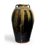Mike Dodd (b.1943)  Large vase with handles, late 20th century  Stoneware with granite glaze and...