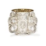 A Victorian silver 17th century-style tyg.  Robert Garrard II,  London, 1871.  The tapering, c...