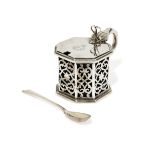 Of Indian military interest. An octagonal Victorian silver mustard pot.  Susanna Cook,  London,...