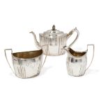 A George III silver three piece tea set.  Peter, Ann & William Bateman,  London, 1800.  The se...