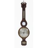 A George III mahogany and fruitwood strung five dial wheel barometer, Gerletti, Glasgow, with swa...