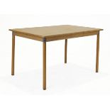A Danish ash dining table, 1987, manufactured by Fritz Hansen, 70.5cm high, 120cm wide, 80.5cm deep