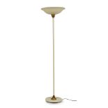A Danish Uplighter lacquered metal and brass floor lamp, c.1930, wired for electricity, 177cm hig...