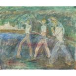Basil Rákóczi,  British/French 1908-1979 -  Fishermen, 1975;  watercolour and pastel on paper, ...
