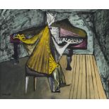 James Hull,  British 1921-1990 -  Musician in an interior, 1948;  gouache and ink on paper, sig...