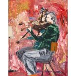 Patrick Procktor RA RWS,  British 1936-2003 -  Musician playing the violin, c.1982;  oil on boa...