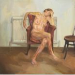 Tai-Shan Schierenberg,  British b.1962 -  Woman in front of radiator, 1996;  oil on canvas, sig...