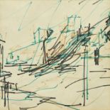 Frank Auerbach,  German/British 1931–2024 -  Mornington Crescent, 1972-73;  felt-pen on paper, ...