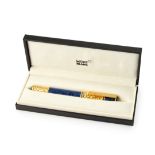 Montblanc. Masters of Art, Homage to Gustav Klimt rollerball, the barrel of dark blue lacquer wit...