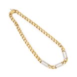 Garrard & Co. An 18ct gold two-colour diamond set chain necklace, composed of filed curb-links, w...