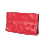 Gucci.  Clutch XL, of rouge-smoothed calfskin detailed with 'GUCCI' embossed across the front, m...