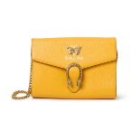 Gucci.  Gucci Dionysus Garden Wallet on Chain, of mustard yellow calfskin, aged brass hardware, ...