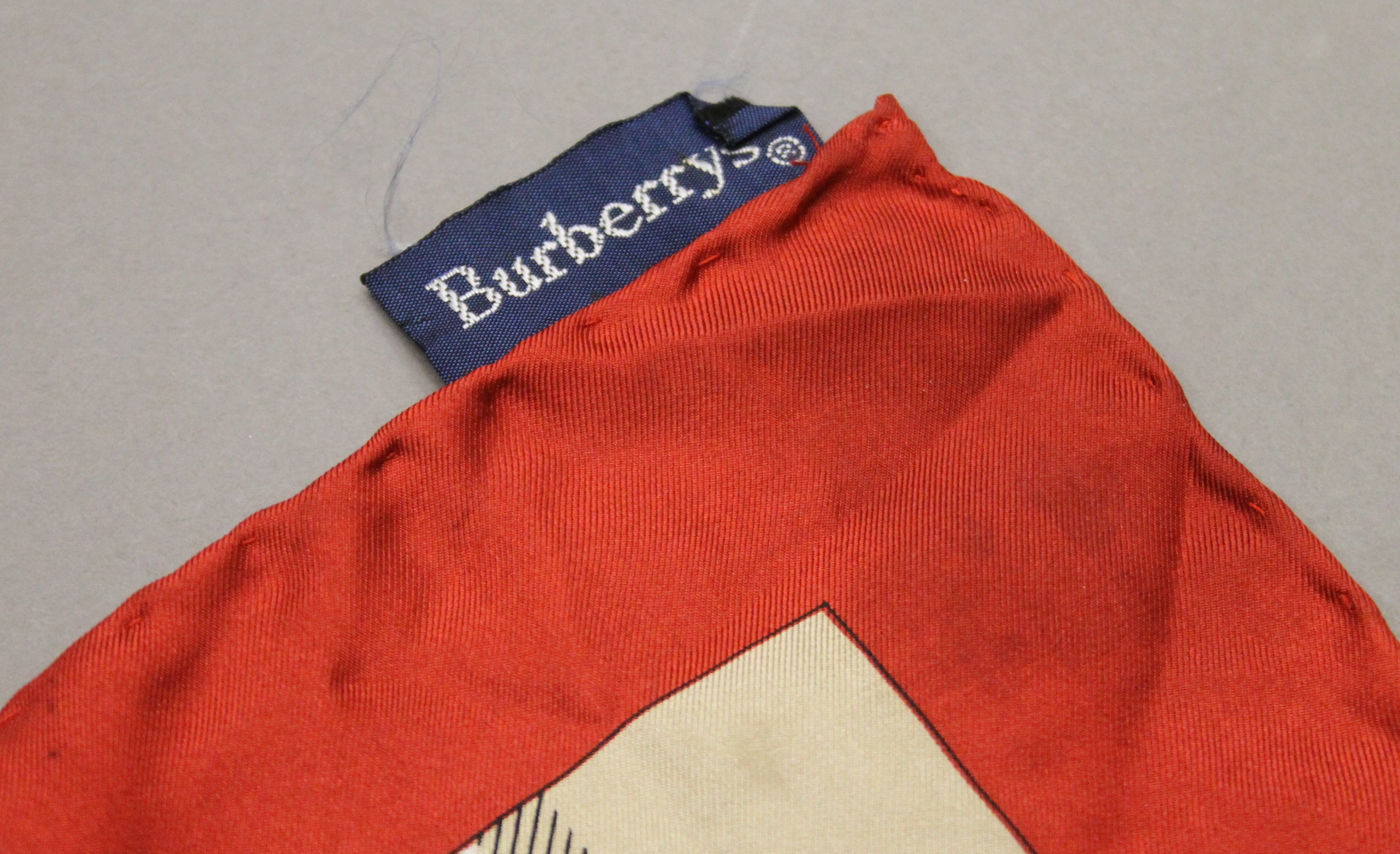 A Burberrys vintage 'Three Splendid Guardians' printed silk square. Approximately 76 cm square. - Image 4 of 6