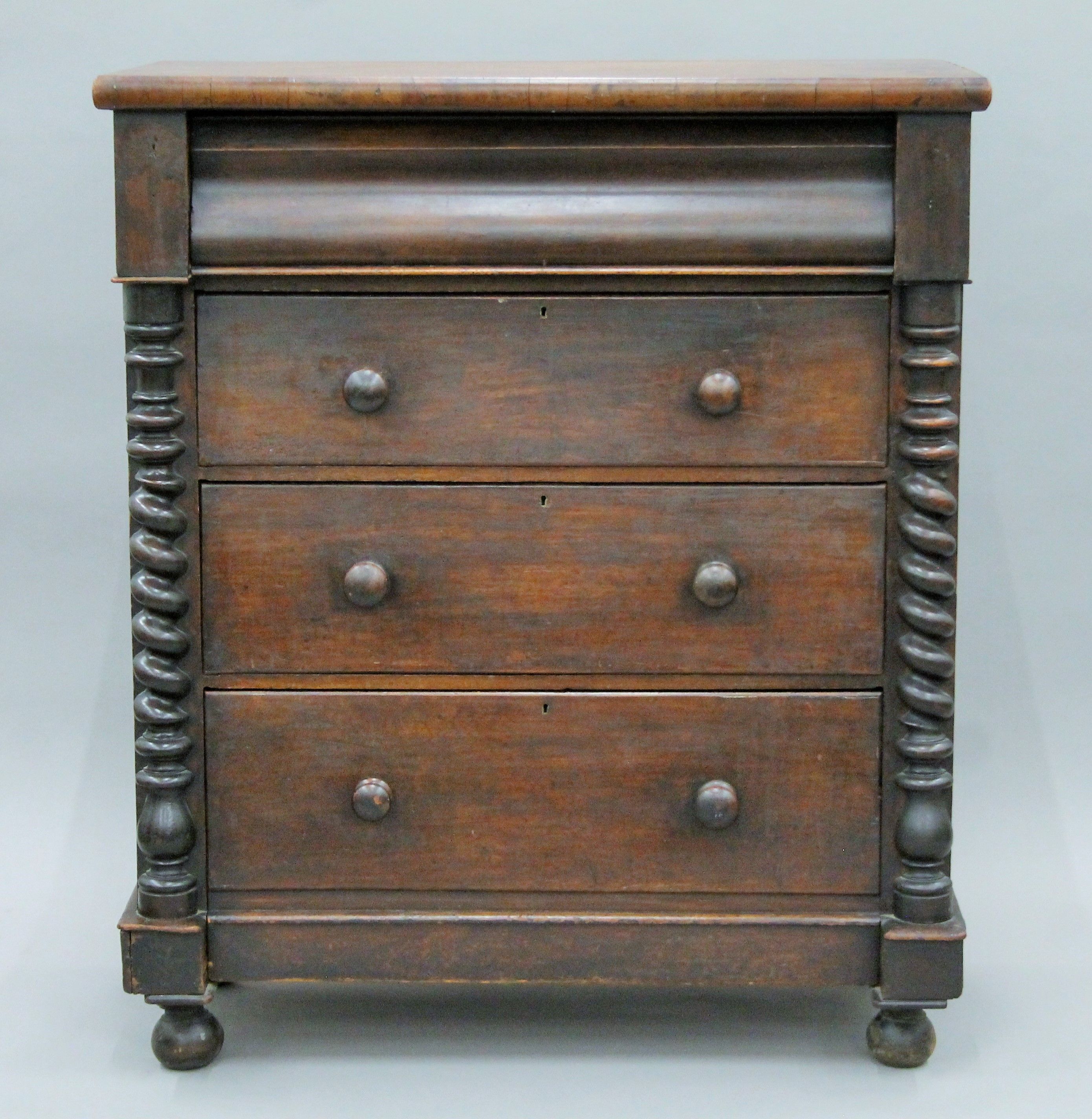 A Victorian mahogany Scotch chest of drawers. 106 cm wide x 126 cm high.