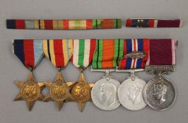 A WWII six medal group awarded to Lt (OM) W H Robertson RAMC, with mention in dispatches oak leaf.