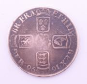 A William III 1696 silver crown.