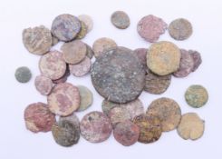 Forty various antiquity Roman coins.