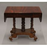 A 19th century mahogany pedestal sofa table. 85 cm wide flaps down.