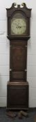 A 19th century inlaid oak longcase clock. 217 cm high.