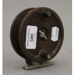 An Allcock Aerialite fishing reel. 9.5 cm diameter.