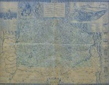 A printed map of Norfolk, framed and glazed. 35 x 45 cm.