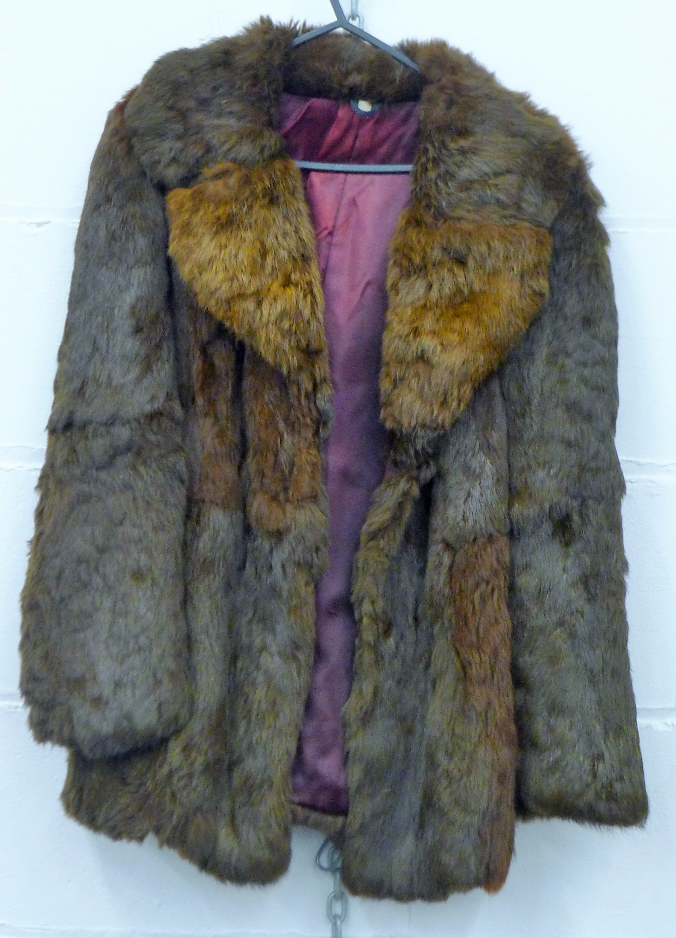 A vintage French Connection ladies' leather jacket, size small and two vintage fur coats. - Image 7 of 9