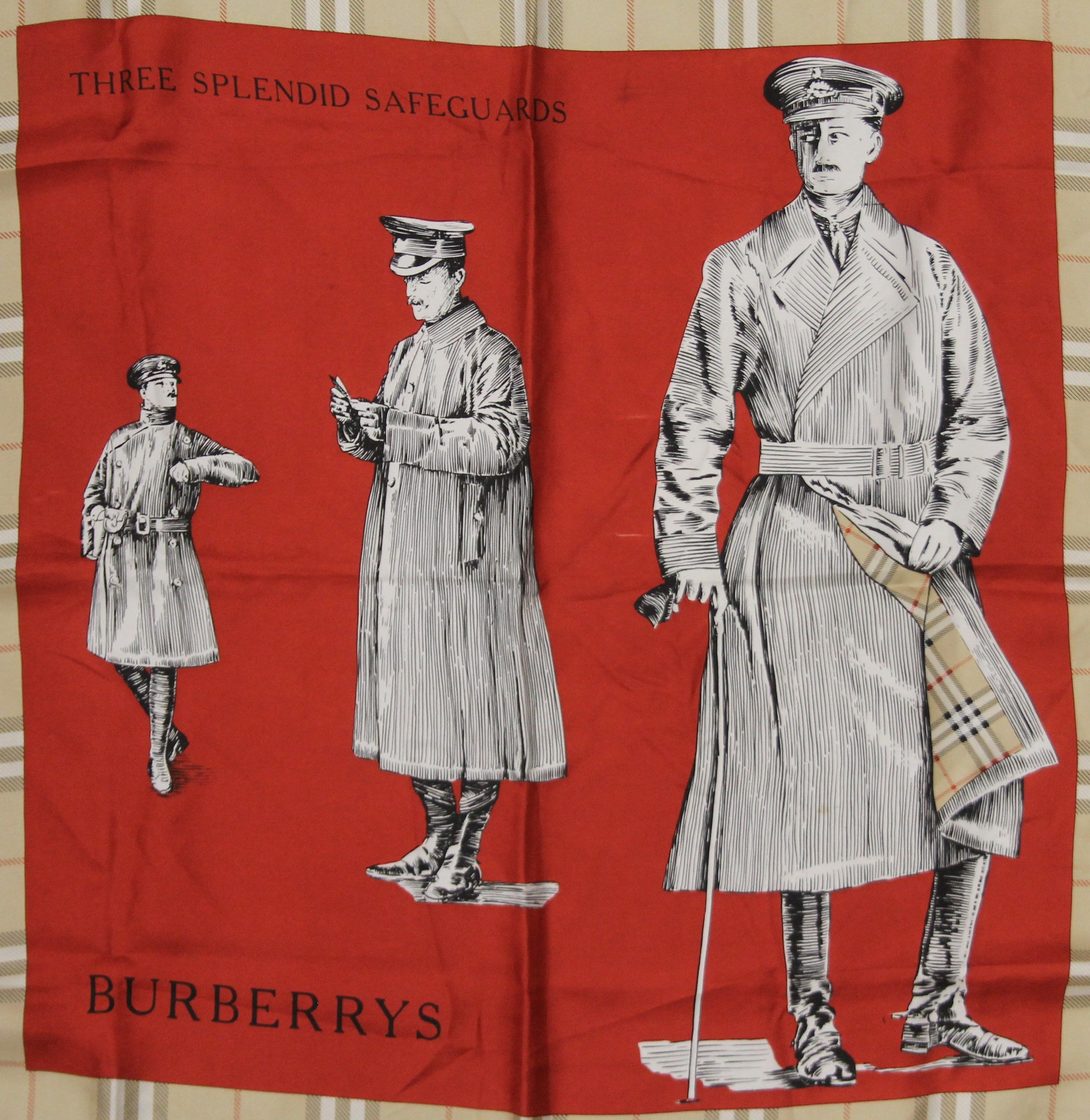 A Burberrys vintage 'Three Splendid Guardians' printed silk square. Approximately 76 cm square. - Image 2 of 6