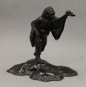 OSHIMA JOUN (Japanese) 1858-1940 'Gamma Sennin and his Toads', cast bronze,